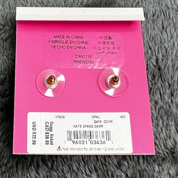 Kate Spade Opal Glitter Square Stud Earrings Gold Plated with Pouch NWT - Picture 7 of 8